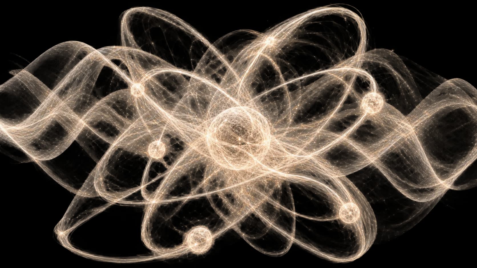 Particles tracing overlapping orbital paths as fine filaments of light