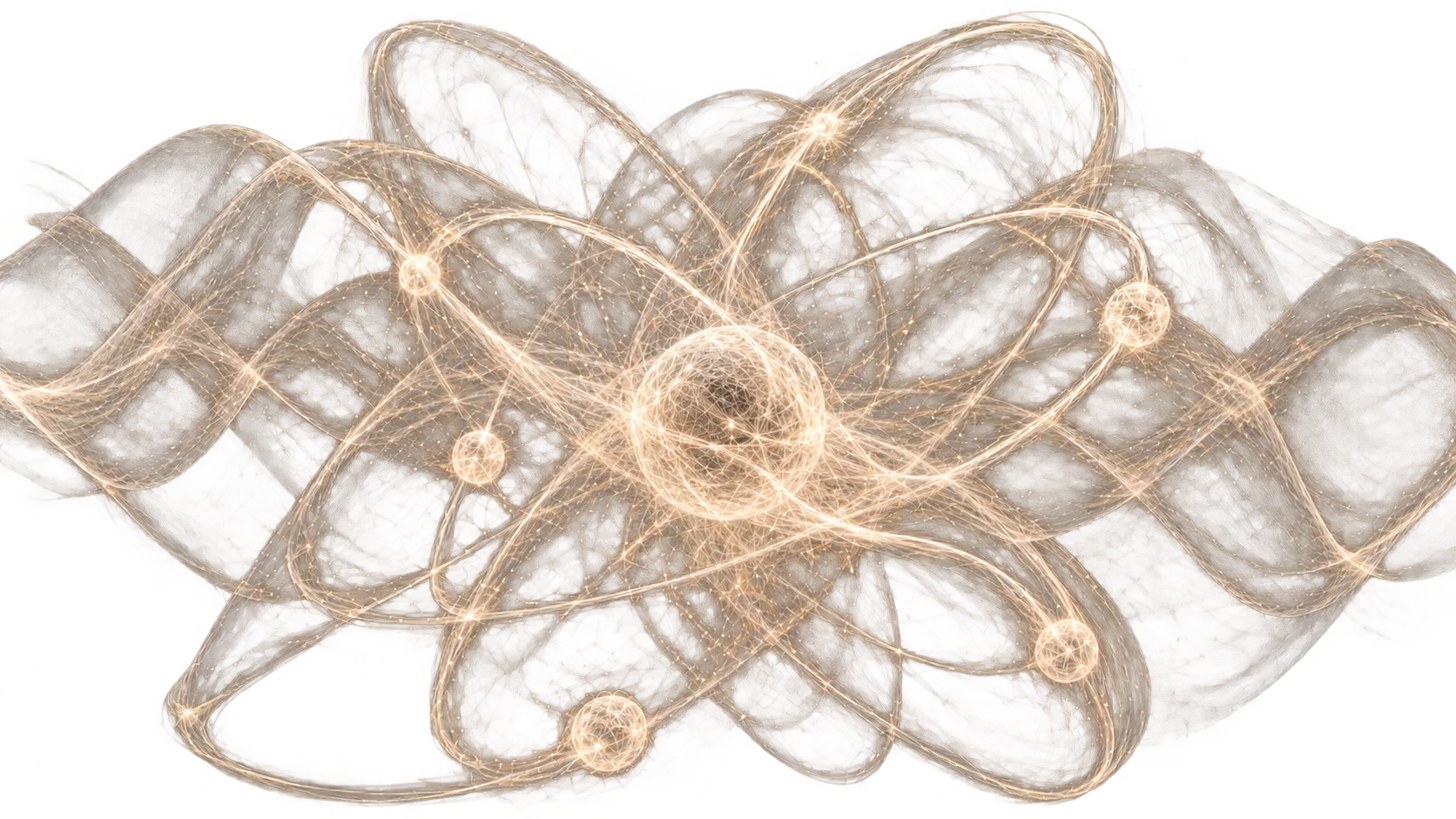 Particles tracing overlapping orbital paths as fine filaments of light